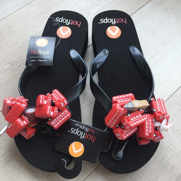 Hotflops London flip flops [original] size m black sole 2.5cm 2/$35 - Picture 2 of 10